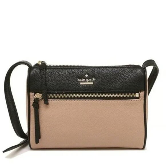 Kate Spade NWT Jackson Street Mini Cayli Ginger Tea & Black Leather $158 - Picture 2 of 13